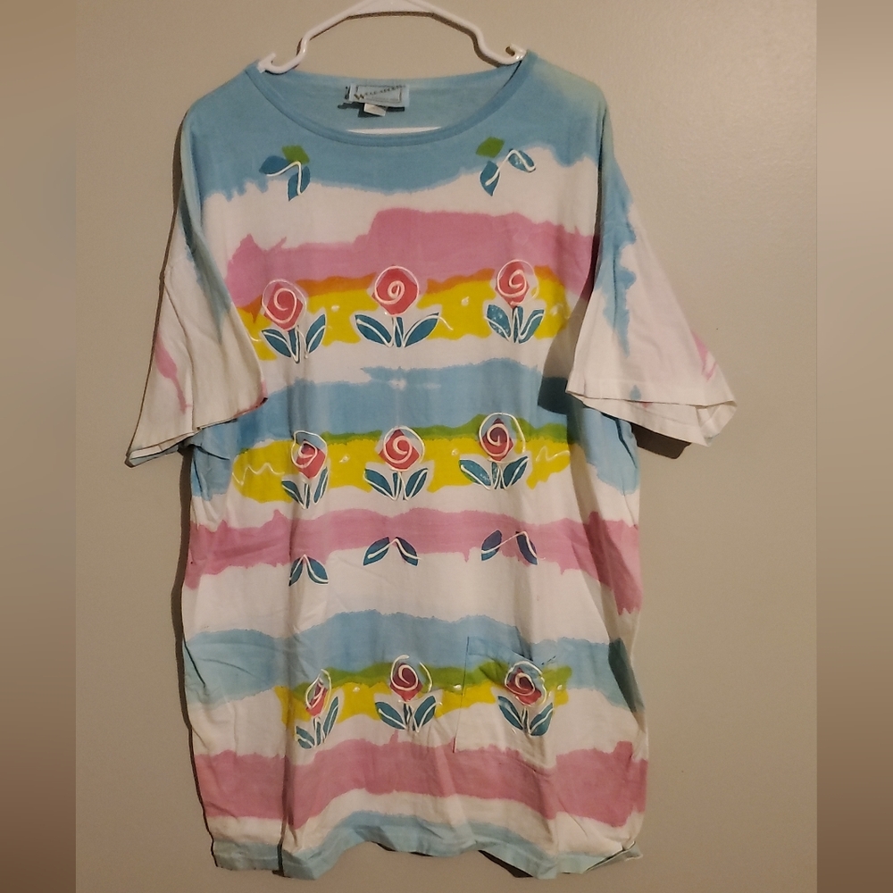 Size 2XL-Wearabouts Single Stitch Flower T shirt
